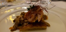 Rabbit with fresh porcini mushrooms and potato gateau